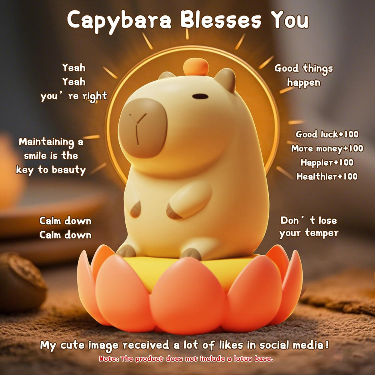 Capybara Night Light,Cute Tangerine LED Squishy Novelty Animal Night Lamp,Dimmable Soft Silicone
