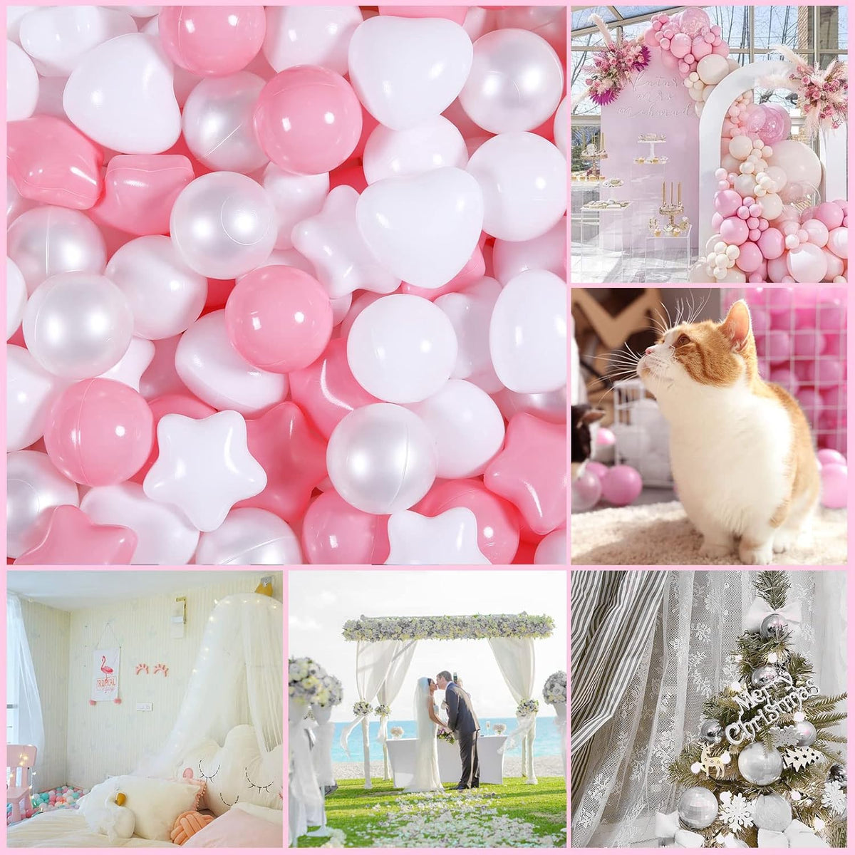 GOGOSO Pink Ball Pit Balls with Star Bals Heart Balls 100 - Crushproof Plasticballs for Babies