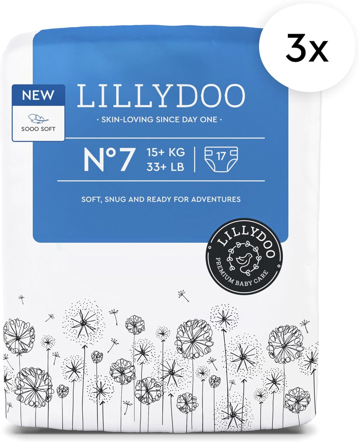 Baby Diapers - Size 7 (33+ lbs), Half-Monthly Supply (51 Count), Leak Protection, Skin-Friendly