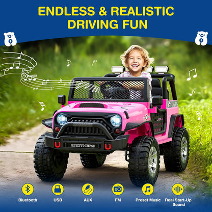 L8 2 Seater Ride On Car, 12V Kids Electric Car w/Remote Control, 4-Wheel Suspension, Bluetooth