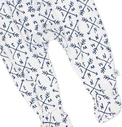 HonestBaby 3-pack Footed Pants Roomy Fit Pull on Bottoms 100% Organic Cotton for Infant Baby Boys