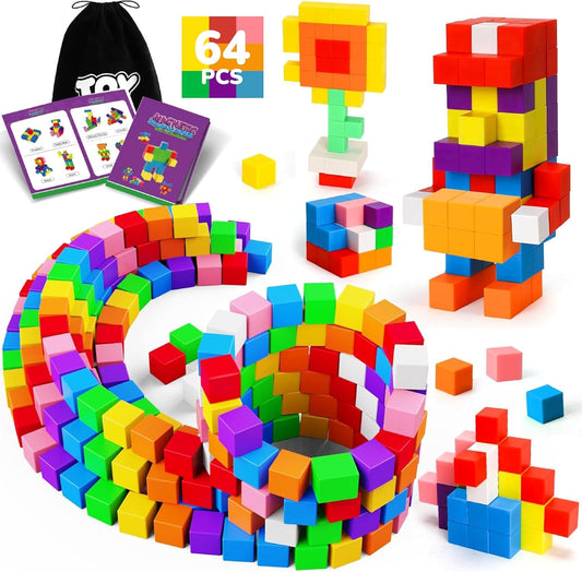 TOY Life 64 Pcs Magnetic Blocks for Toddlers Age 3-5 Magnet Blocks Magnetic Building Block for Kids