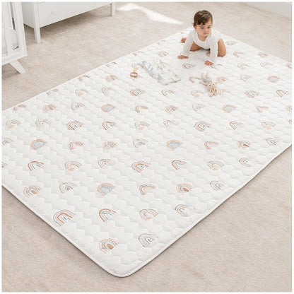 Comfy Cubs Rectangle Kids Play Mat - Large 60 x 96 inches Soft Quilted Baby Floor Mat with Non-Slip