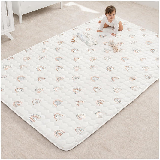 Comfy Cubs Rectangle Kids Play Mat - Large 60 x 96 inches Soft Quilted Baby Floor Mat with Non-Slip