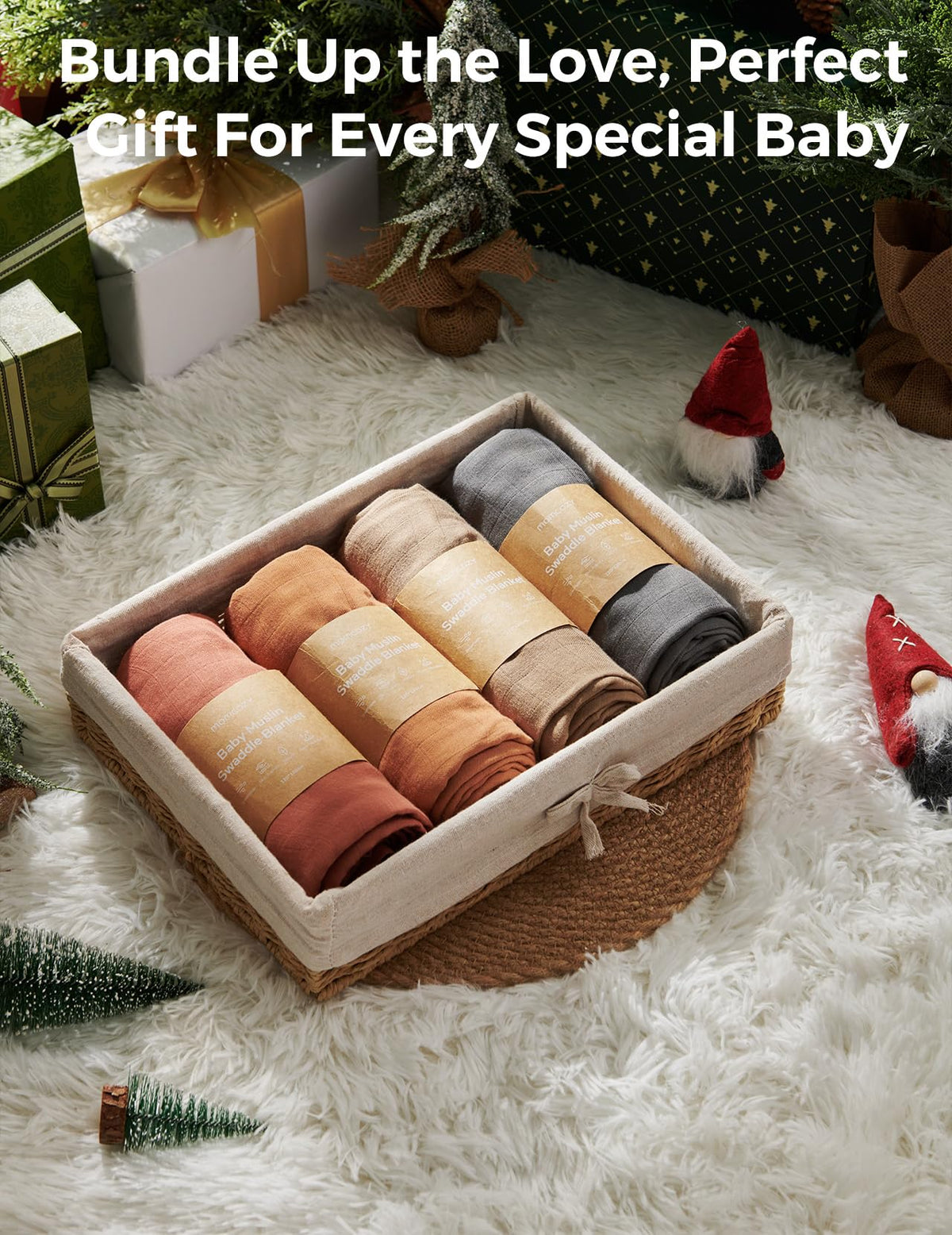 Momcozy Muslin Swaddle Blankets, 4-Pack, Large 47"x47", Breathable