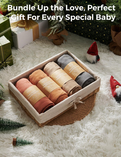 Momcozy Muslin Swaddle Blankets, 4-Pack, Large 47"x47", Breathable