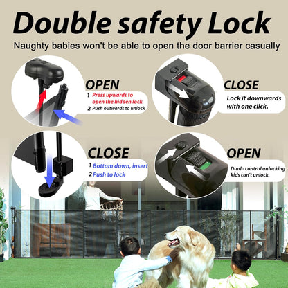 200" Retractable Baby Gates Extra Wide for Large Opening, 41" Extra Tall Retractable Dog Gate Pet