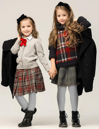 Baby Girls Tights Cable Knit Toddler Leggings Winter Solid Cotton Tights School Stockings 2 Pack