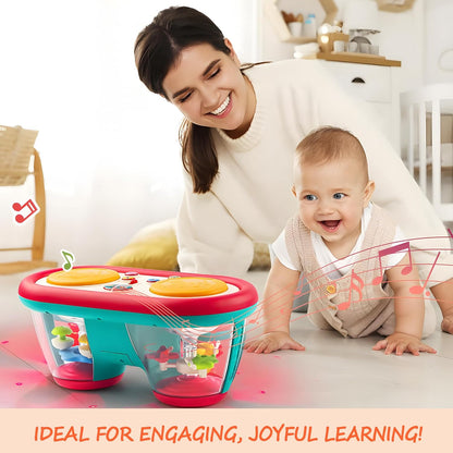 Baby Toys for 6 to 12 Months, Drum Musical Learning Infant Toys Rotating Light Up Toys for 12-18