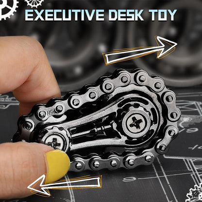 Cool Sprockets Fidget Bike Chain Hand Roller for Anxiety Relief, Assemble Fidget Spinner Ring Toy