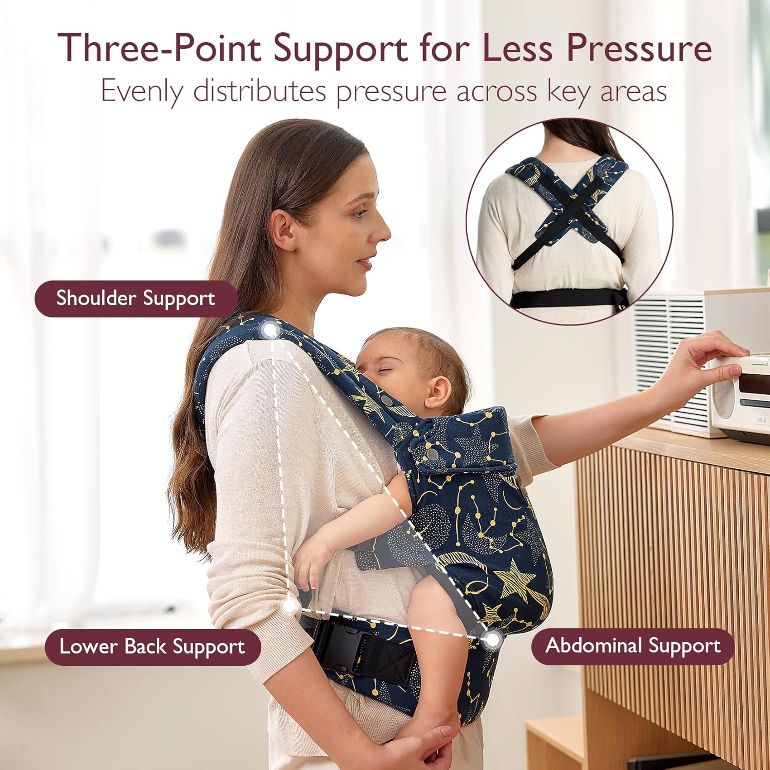 Momcozy Baby Carrier - Ergonomic, Cozy and Lightweight Carrier for 7-44lbs, Effortless to Put On
