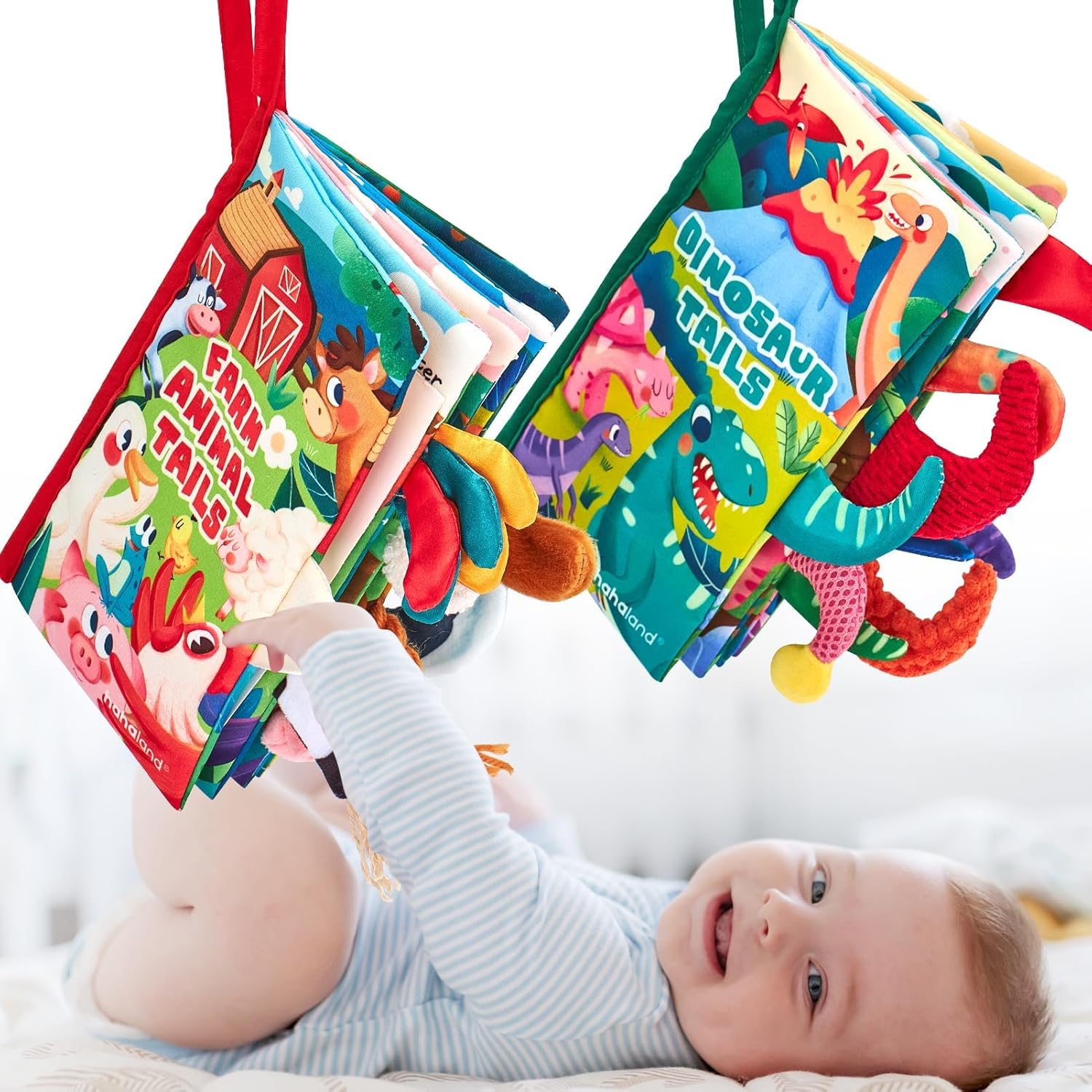 hahaland Baby Books 2PCS - Baby Toys 0-6 Months - Touch & Feel Tummy Time Sensory Soft Books for