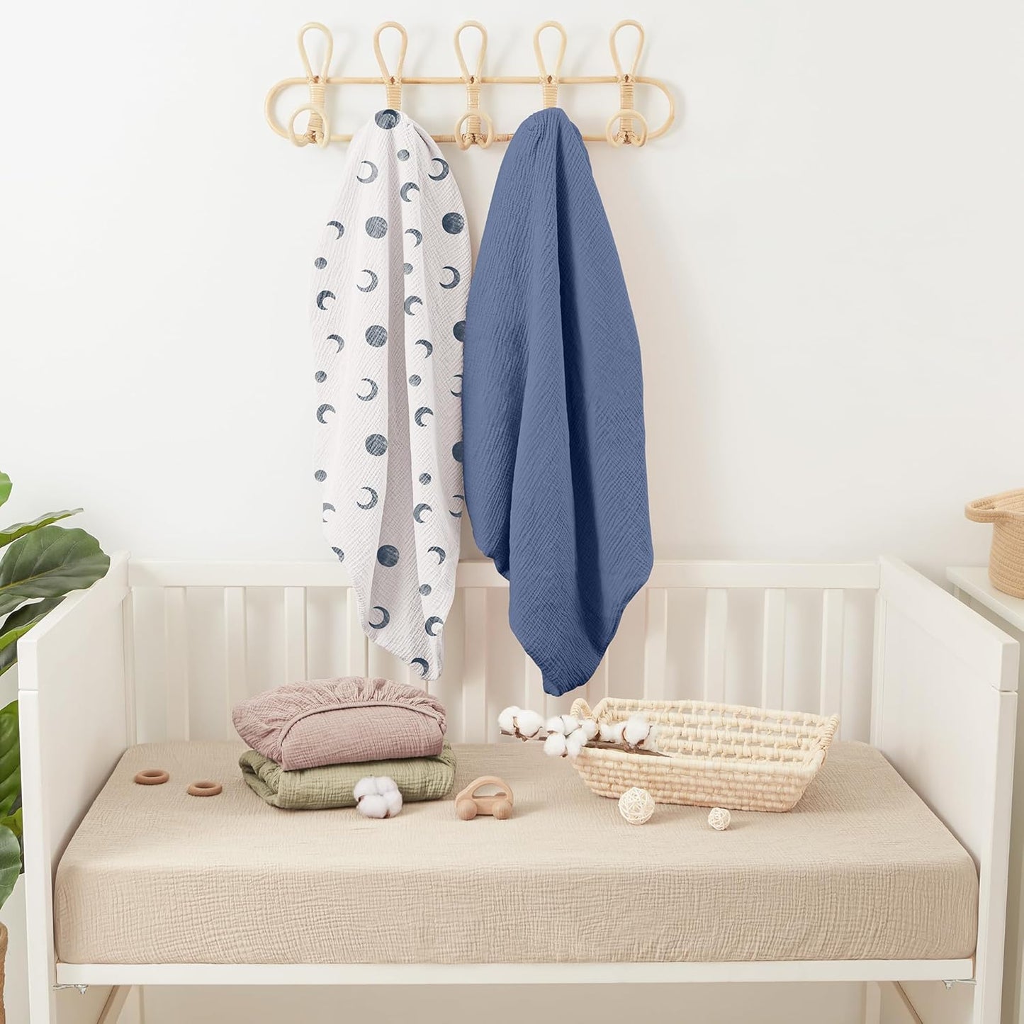 Bearmoss Muslin Crib Sheets 100% Cotton Baby Crib Sheets Soft&Breathable Nursery Sheet 52"x28" for