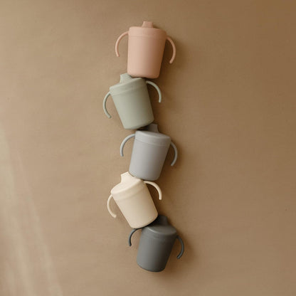 mushie Trainer Sippy Cup | Made in Denmark | Leak Resistant Twist-Off Lid & Handles | Plastic |6