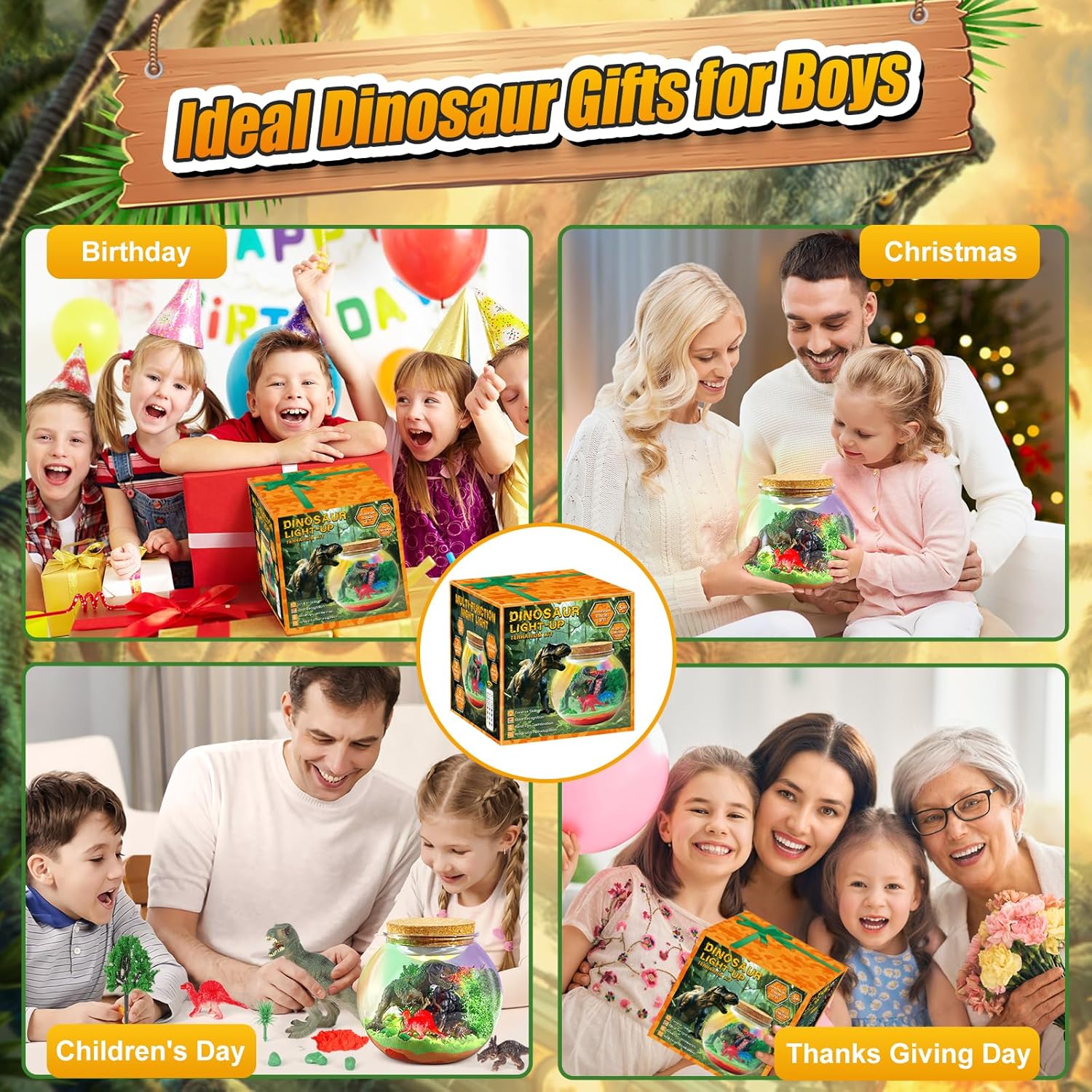 Dinosaur Activities Toys-Dinosaur Terrarium Craft Kits for Boys-Birthday Gifts for Kids Age 4 5 6 7