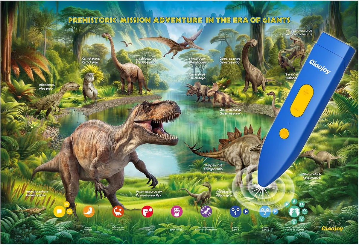 Interactive Dinosaur Toys Learning Poster, Dinosaur Talking Poster, Bilingual Dinosaur Talking