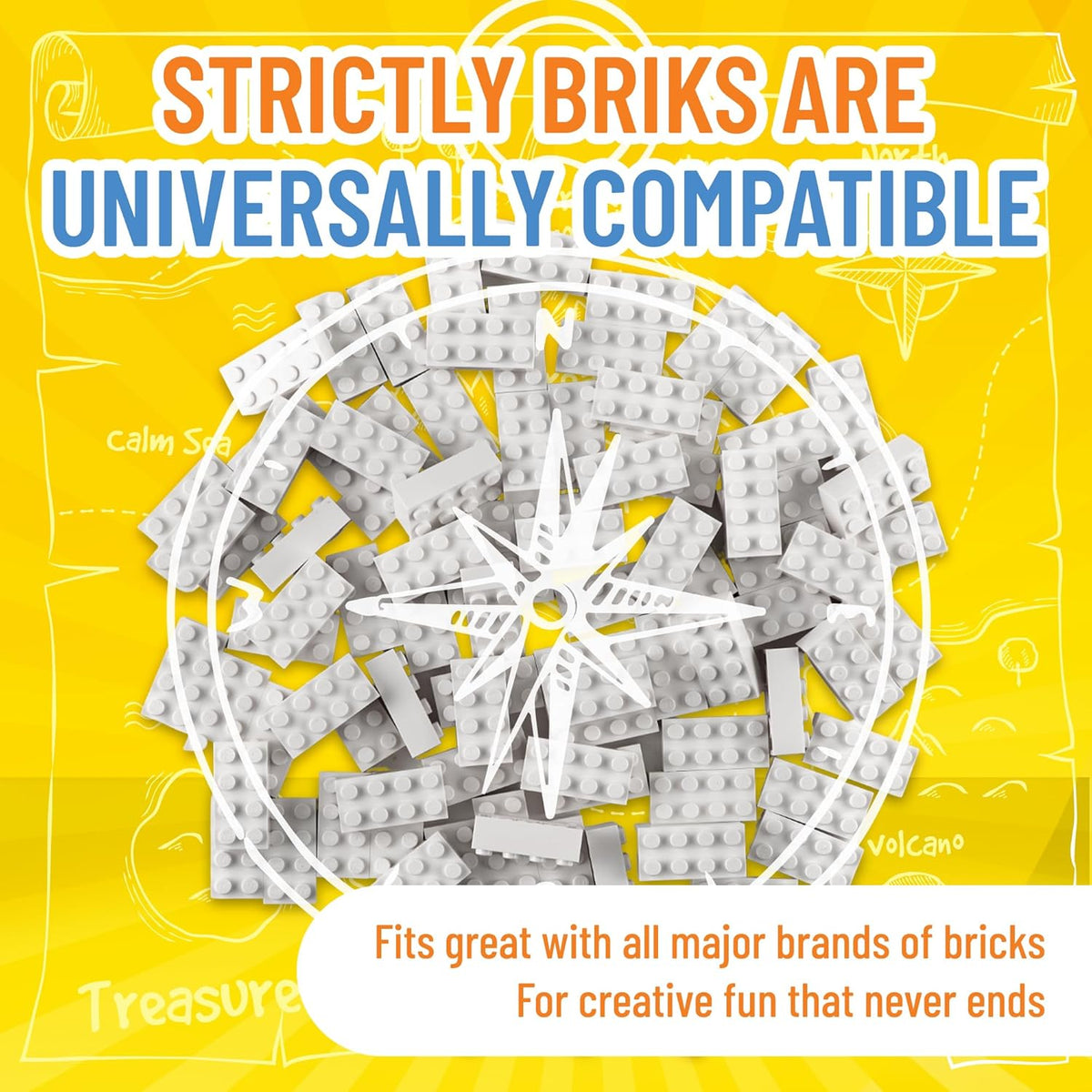 Strictly Briks Classic Bricks Starter Kit – 96 White 2x4 Building Blocks – Creative Set for Kids