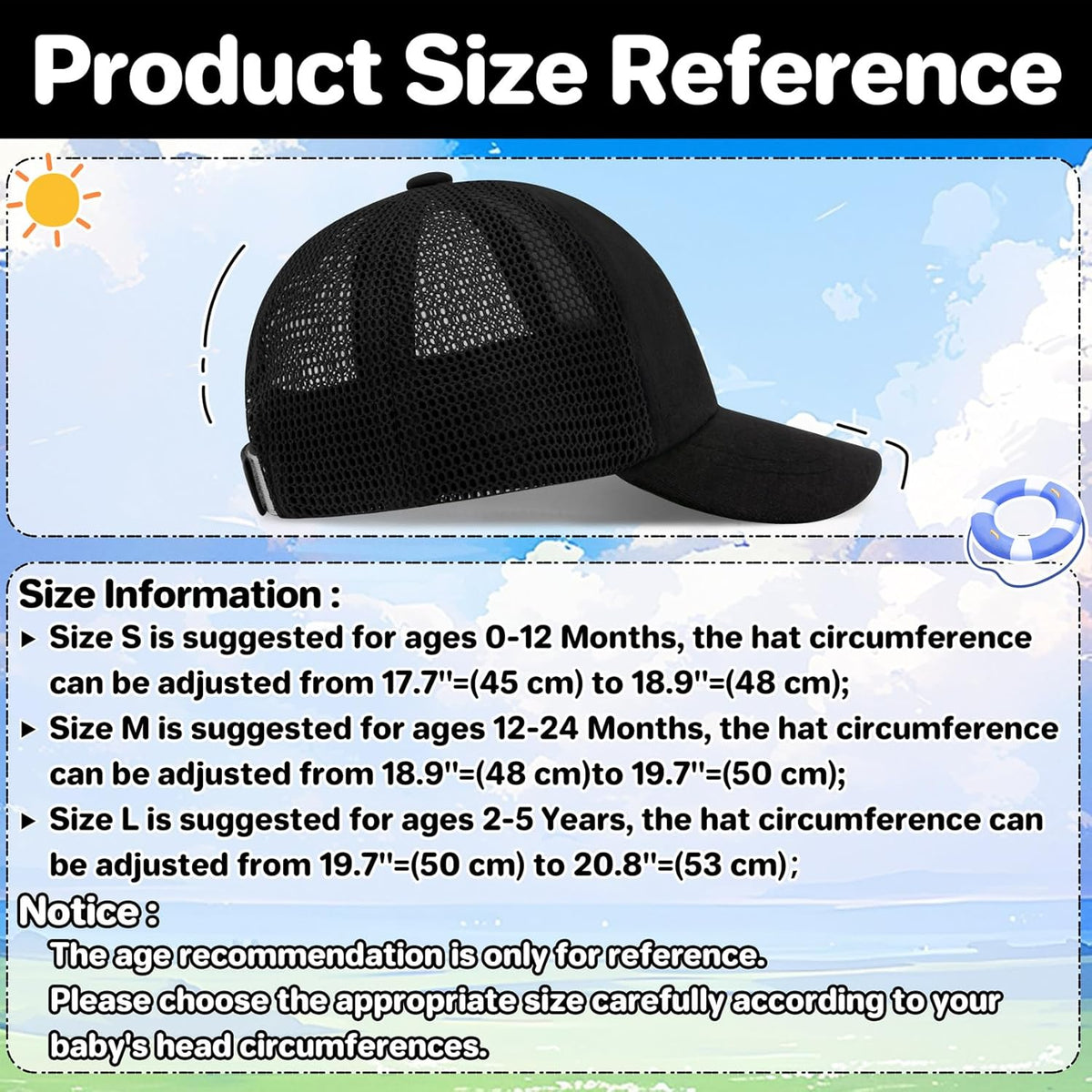 qikqik Baby Baseball Cap Toddler Baseball Hat with Mesh Infant Sun Hat UPF 50+ Baby Ball Cap