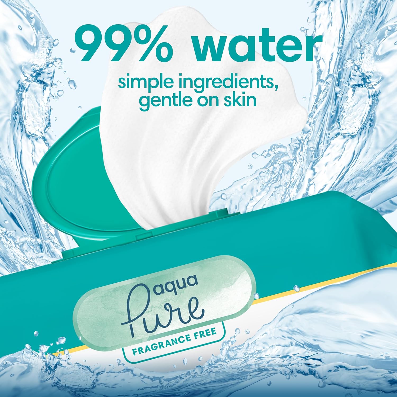 Pampers Baby Wipes Aqua Pure, 99% Water Based Wipes, Hypoallergenic and Unscented Infant Wipe, 336
