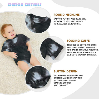Jimonda Baby Bodysuit Newborn Tie Dye Clothes Infant Waffle One Piece Romper Baby Boys Girls Short