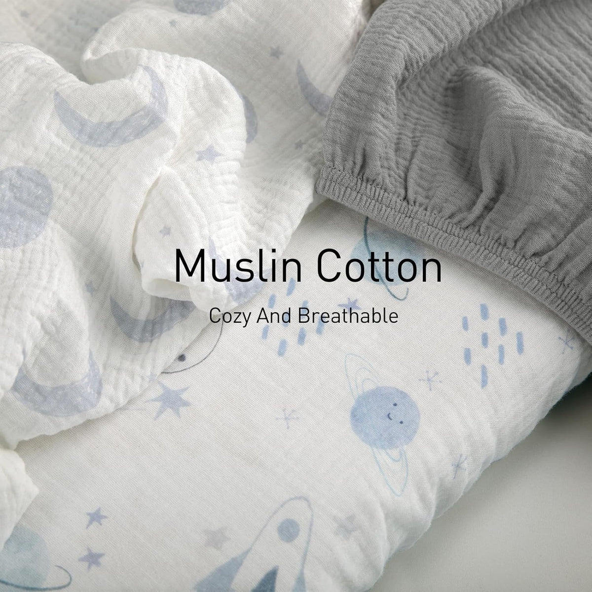 Gllquen Baby Muslin Bassinet Sheets 3 Pack, Breathable Elastic Cozy Fitted Cotton Bassinet Mattress