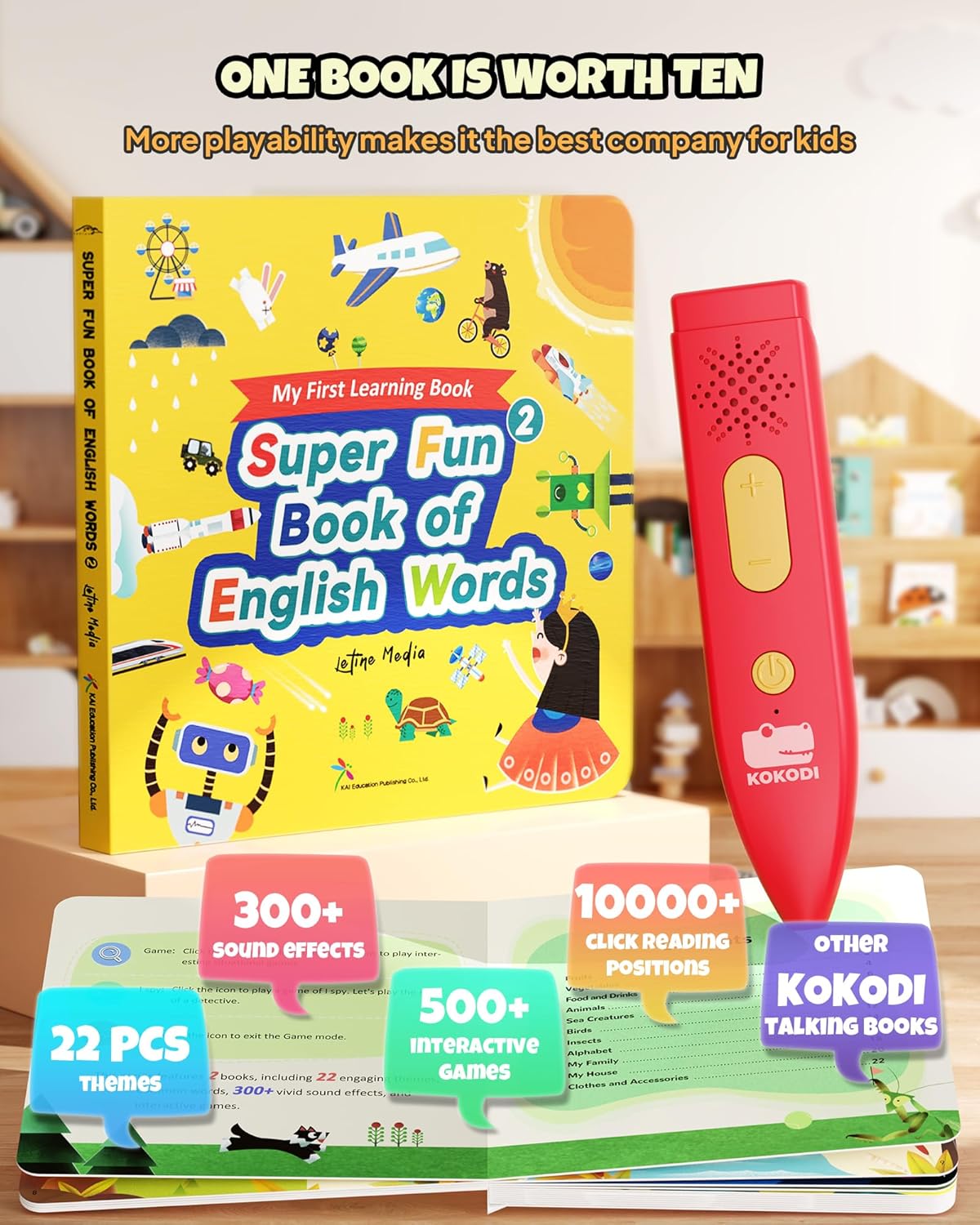KOKODI Talking Pen Books Sets, Interactive Audio Sound Books Kids Learning Electronic Toys for Boys