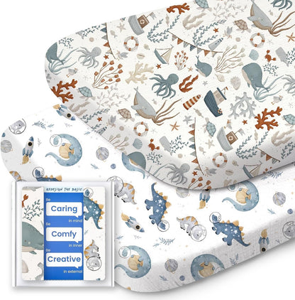 Bassinet Sheets for Baby Boy Girl, TotBasic Buttery Soft Universal Bassinet Fitted Sheet