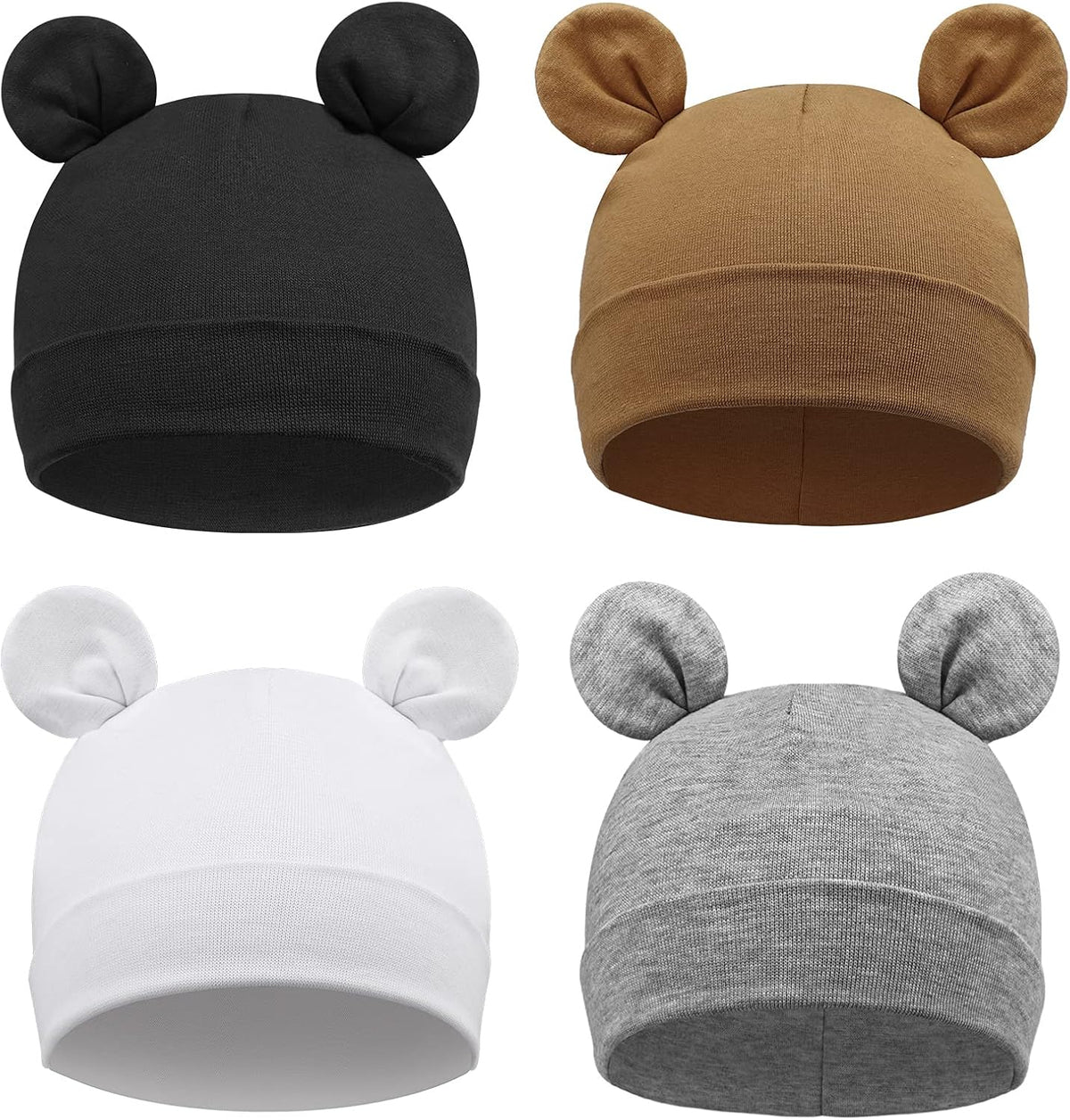 DRESHOW BQUBO 4 Pieces Baby Beanie Newborn Toddler Soft Cute Knit Hat Hospital Hats for Baby Boys