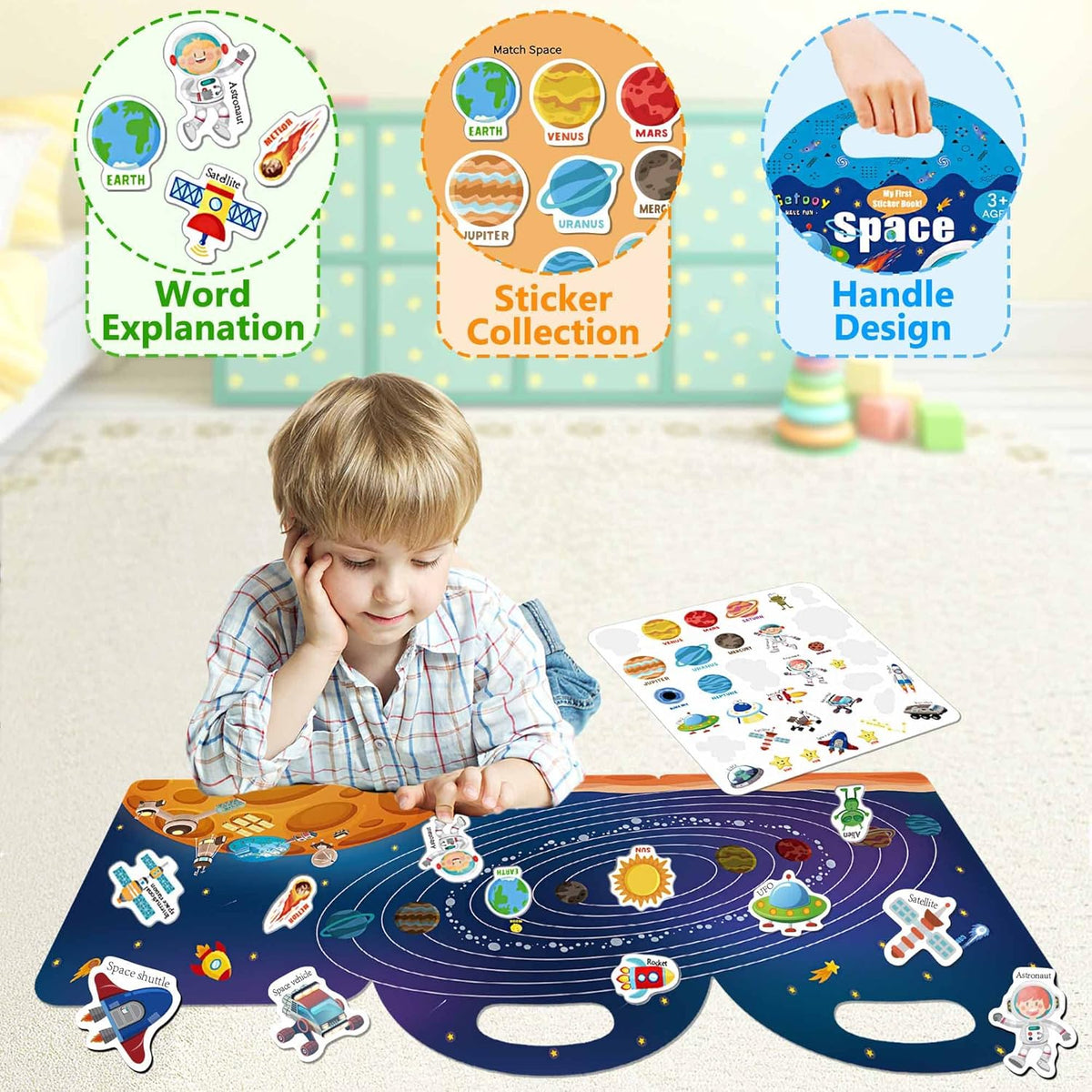 Reusable Sticker Books for Kids, Jelly Quiet Book, Preschool Learning Activities Busy Book for