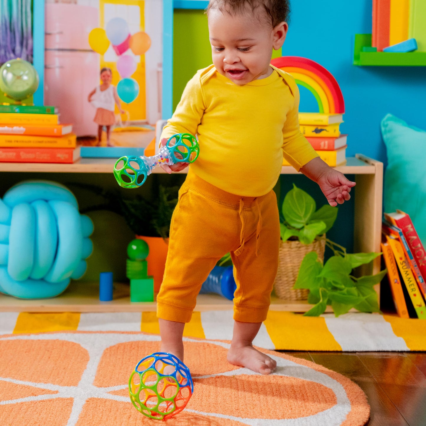 Bright Starts Easy-Grasp Oball Bundle Gift Set - Grasp The Day, Ball and Rattle Toys 2-Pack, BPA