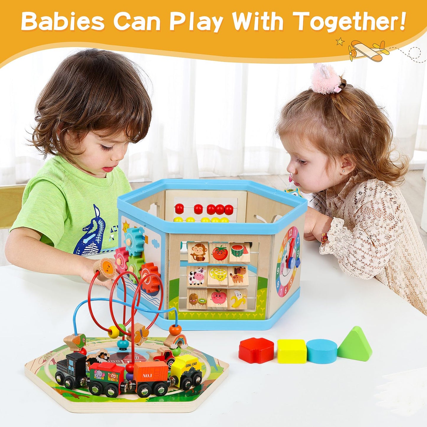 Wooden Activity Cube 9-in-1 Montessori Toys for 1+ Year Old Boys Girls Educational Learning Toys