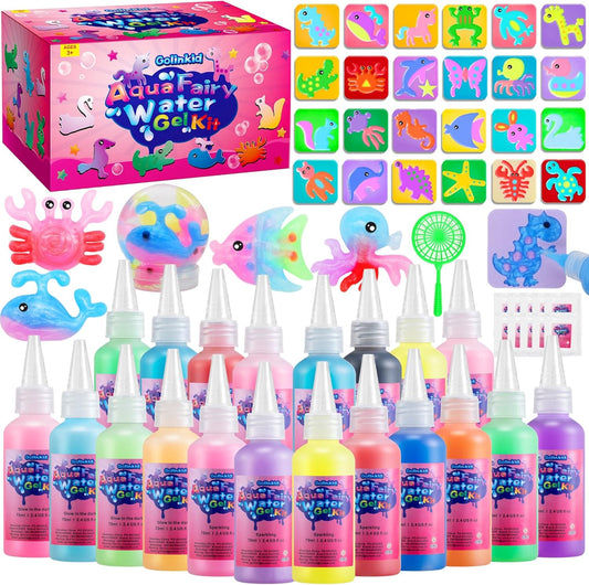 Magic Water Elf Toy Kit, 20 Bottles 24 Molds 70ML Aqua Fairy Water Gel Kit with Sparkling Magic Gel