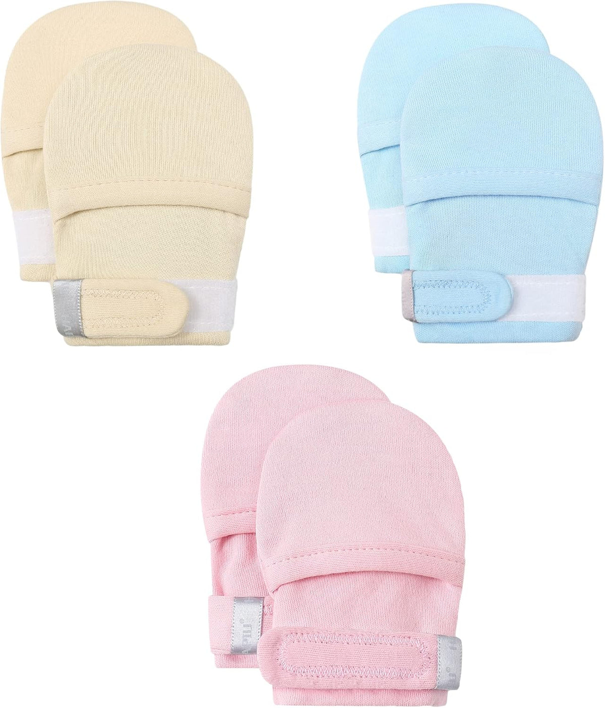 HAPIU Baby No Scratch Mittens Stay On, 100% Cotton Breathable, Adjustable Infant Gloves for Boys