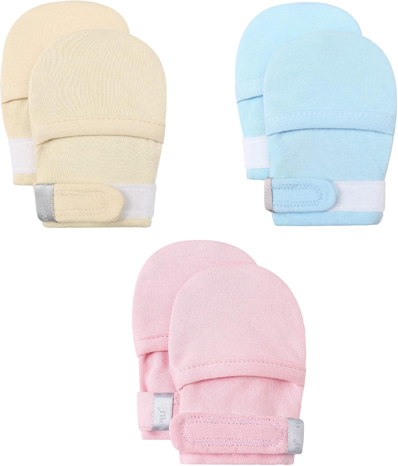 HAPIU Baby No Scratch Mittens Stay On, 100% Cotton Breathable, Adjustable Infant Gloves for Boys