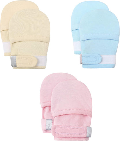 HAPIU Baby No Scratch Mittens Stay On, 100% Cotton Breathable, Adjustable Infant Gloves for Boys