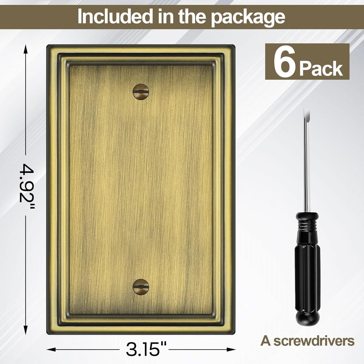 Antique Brass Decorative Blank Light Switch Covers Plate, Metal Material 1 Gang Wall Plates for