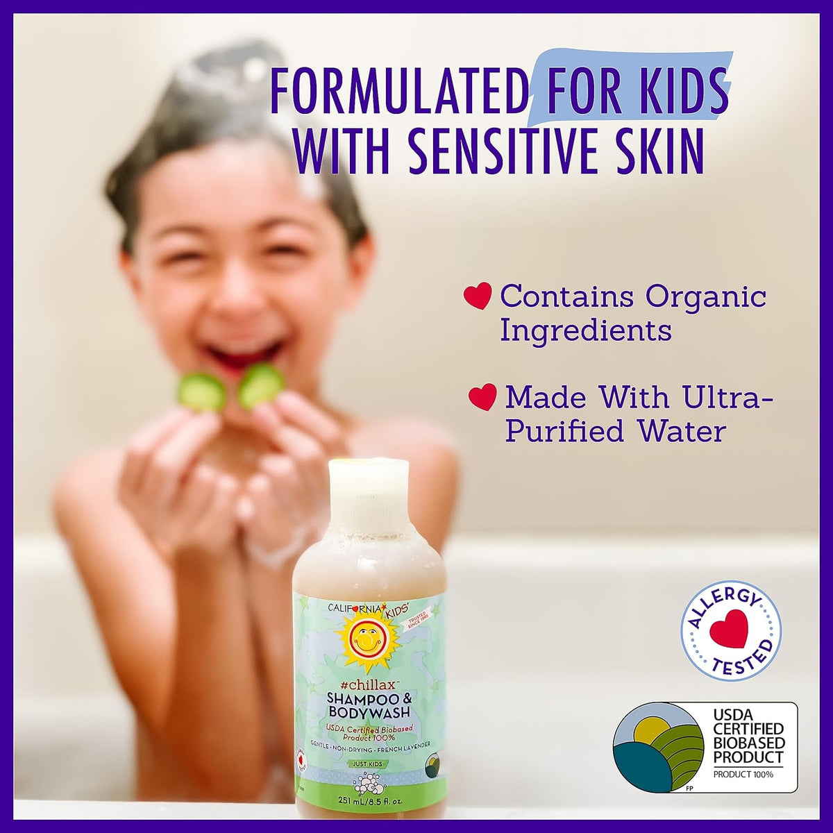 California Kids Shampoo + Body Wash | Chillax Lavender Body Wash | Gentle Skin Care for Kids +