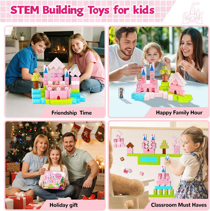 64 Pcs Magnetic Blocks-Princess Castle Collection World,Magnetic Building Blocks for 3+ Year Old