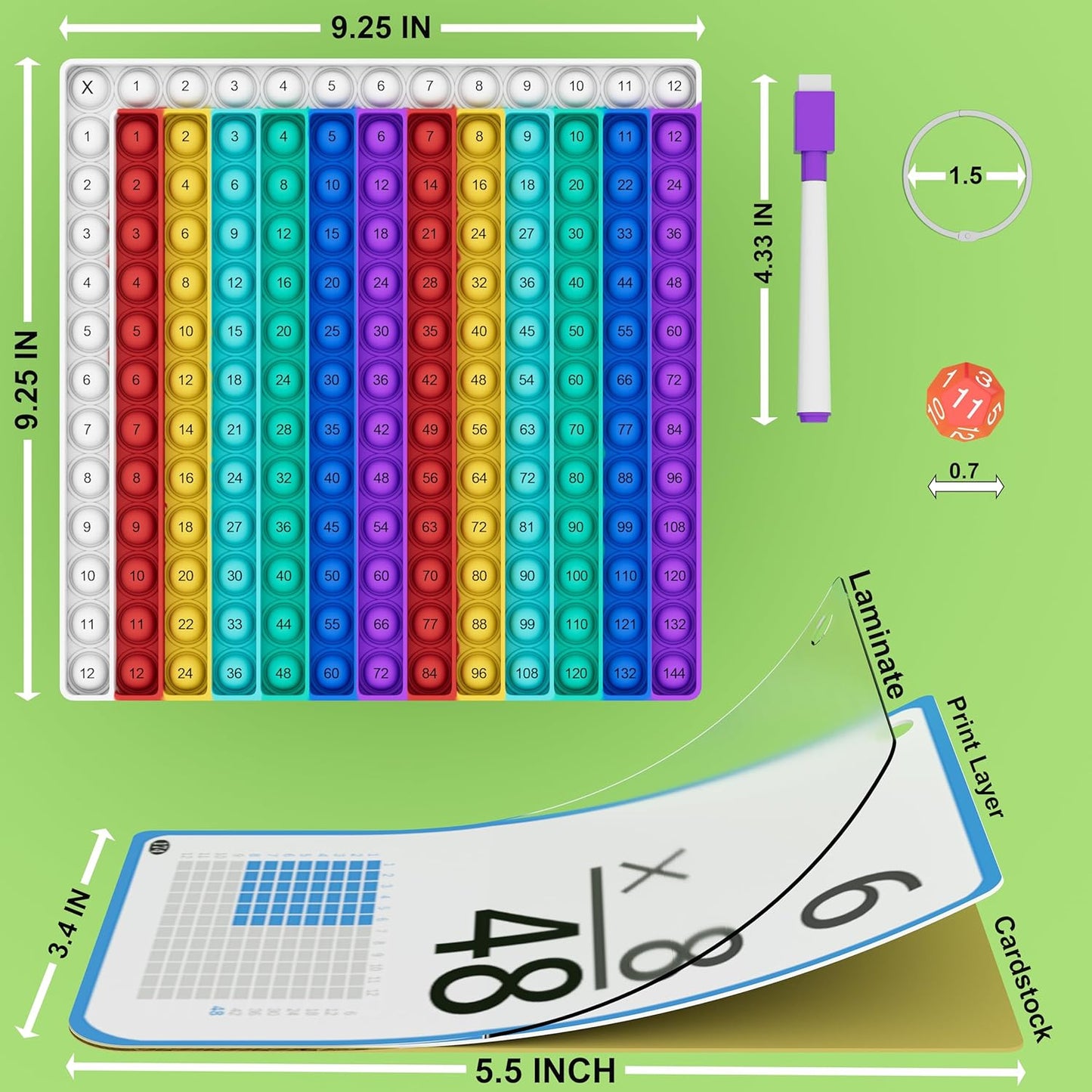 COOVA Multiplication Flash Cards + Multiplication Chart - Math Manipulatives Fact Cards