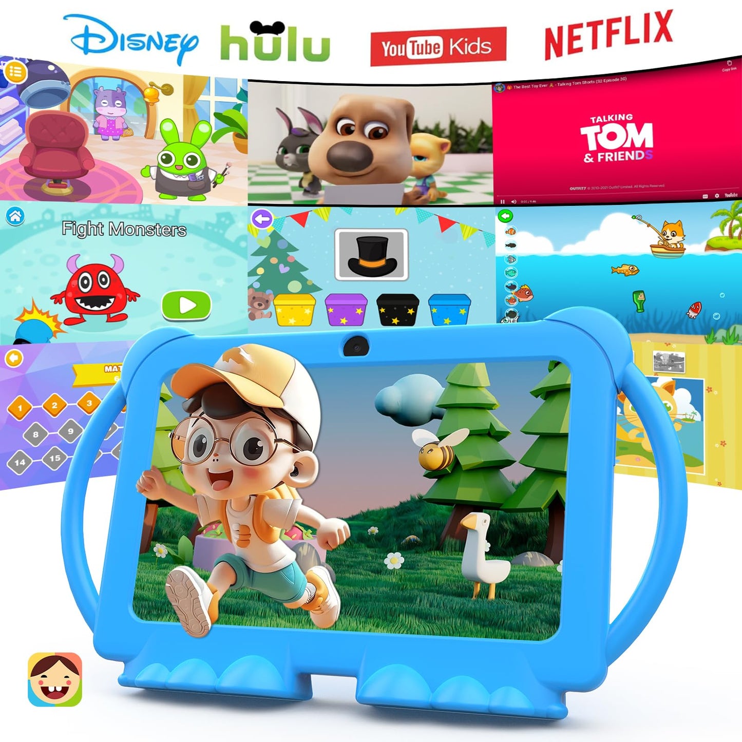 PEICHENG Kids Tablet 7 inch Android 12.0 for Toddler, 4GB RAM 32GB ROM Bluetooth IPS Screen