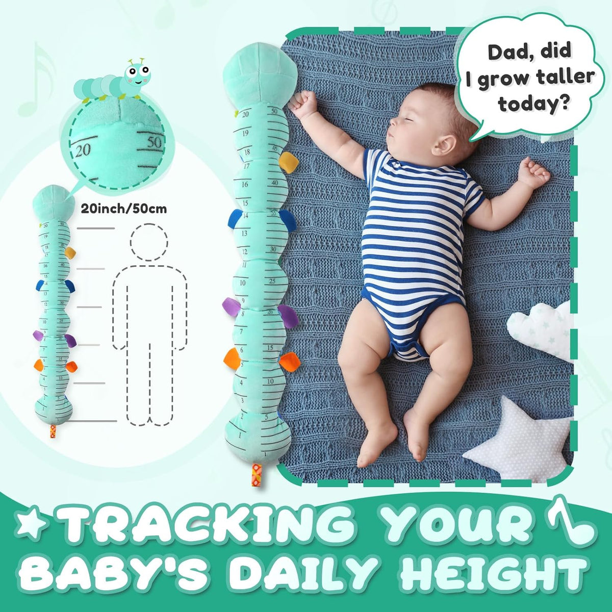 Baby Toys 0 to 12 Months, Musical Stuffed Animal Activity Soft Toy with Multi-Sensory Crinkle