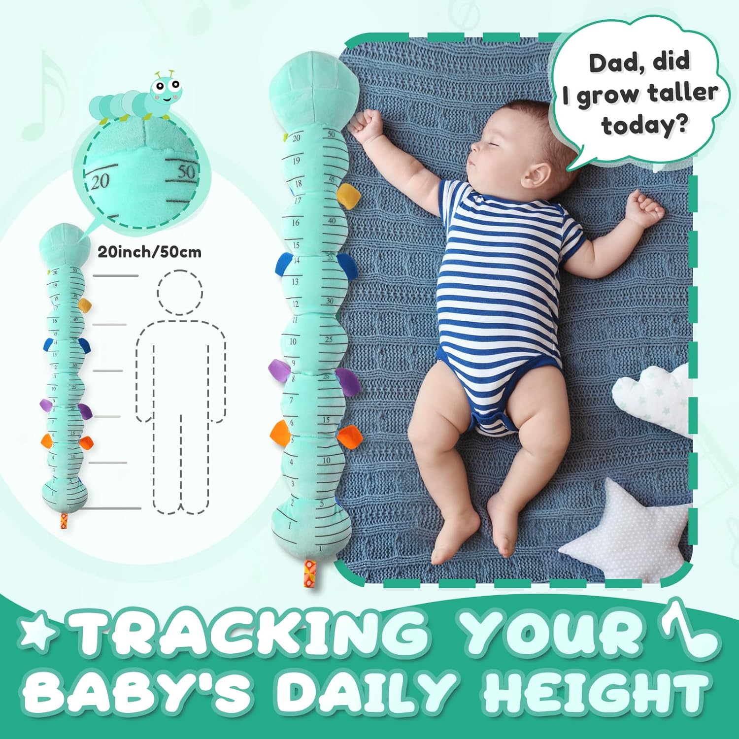 Baby Toys 0 to 12 Months, Musical Stuffed Animal Activity Soft Toy with Multi-Sensory Crinkle