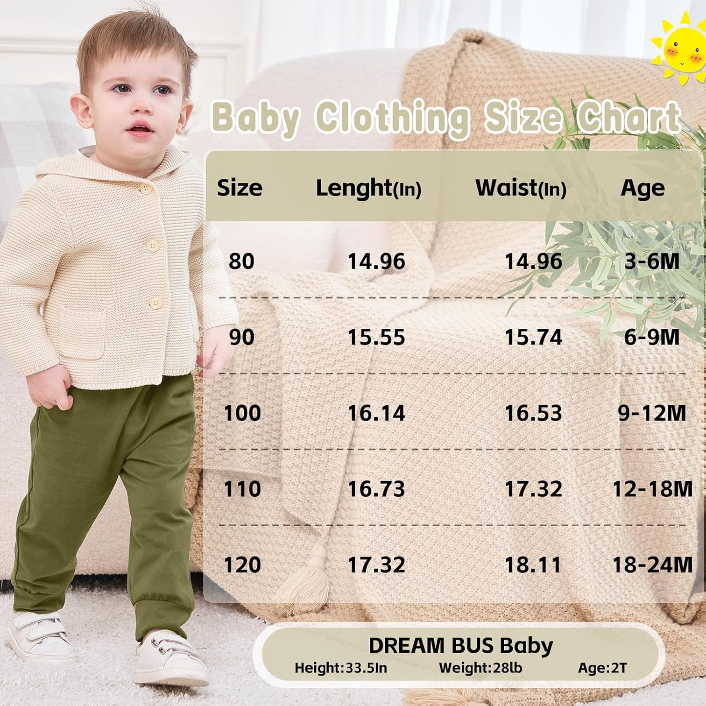 DREAM BUS Pack of 3 Toddler Jogger Pants with Pocket Toddler Boy Sweatpants Baby Boy Pants Infant