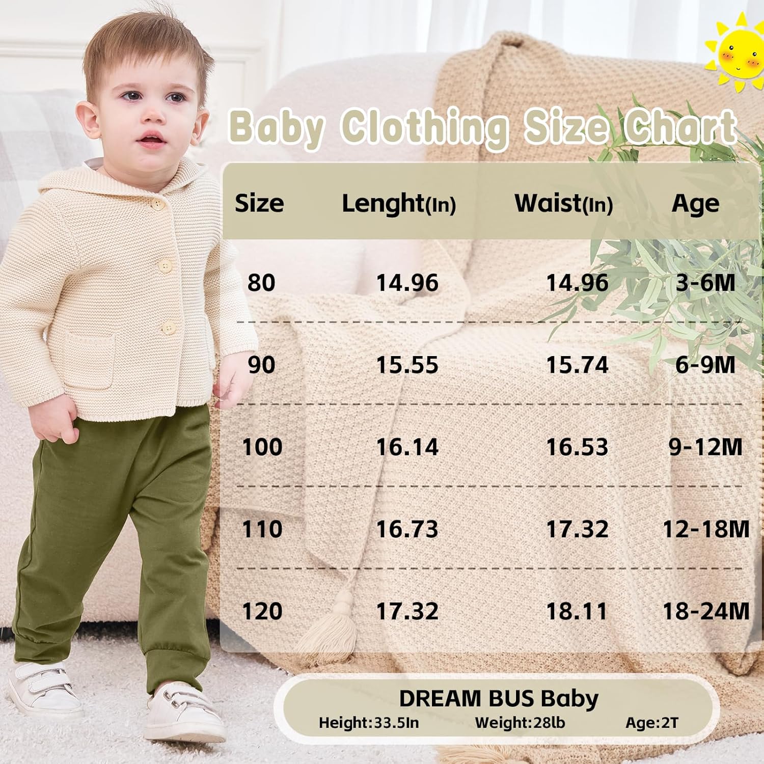 DREAM BUS Pack of 3 Toddler Jogger Pants with Pocket Toddler Boy Sweatpants Baby Boy Pants Infant