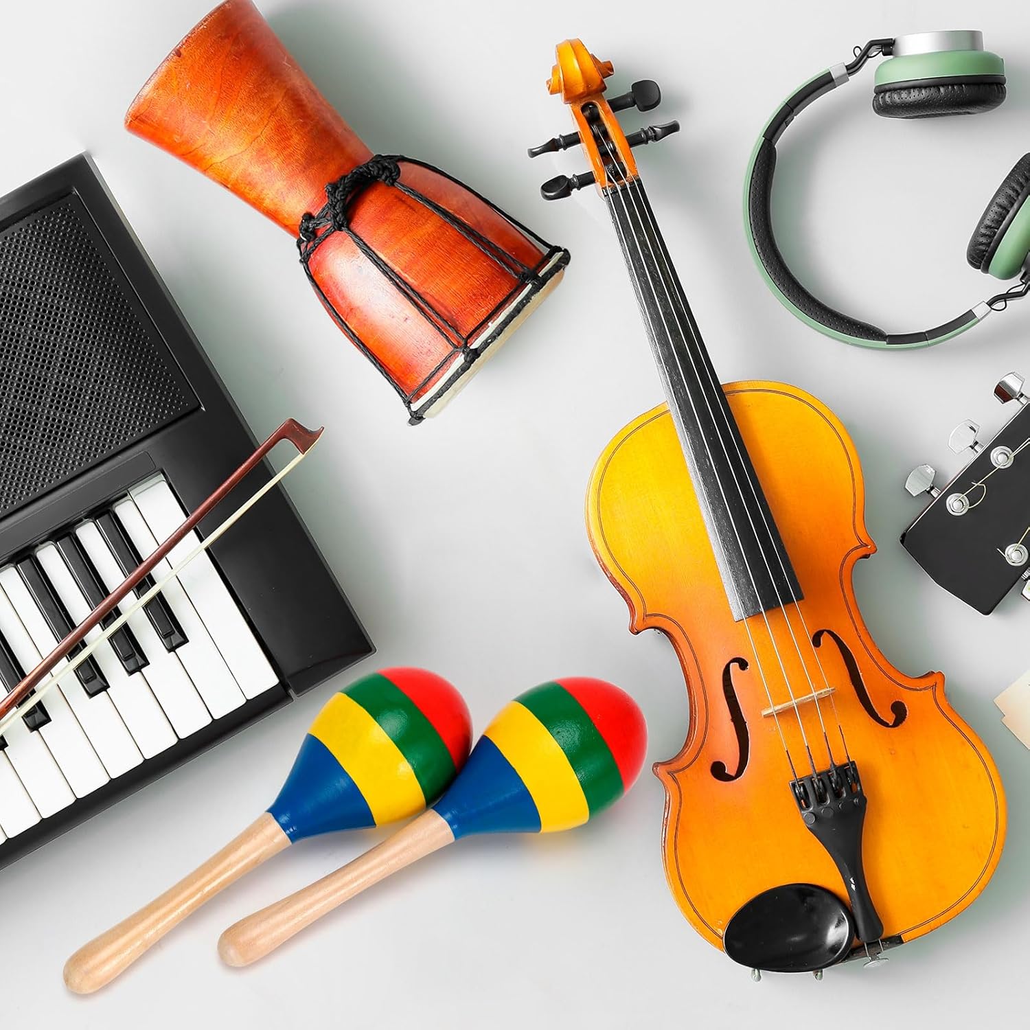 2 Pcs Maracas, Hand Percussion Rattles for Kids, Wooden Rumba Shaker Hand Musical Instruments with