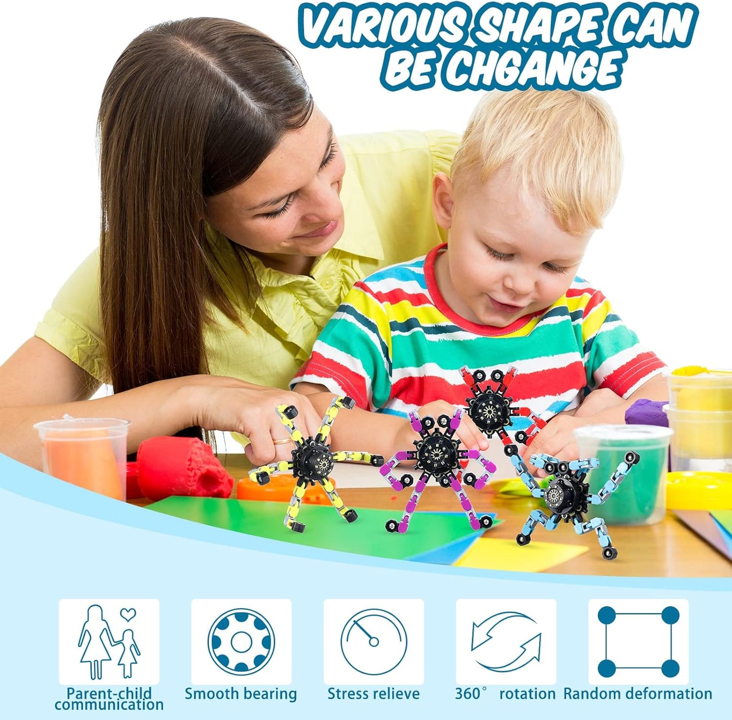 Zhanmai Transformable Fidget Spinners Fidget Toys for Kids and Adults Stress Relief Sensory Toys