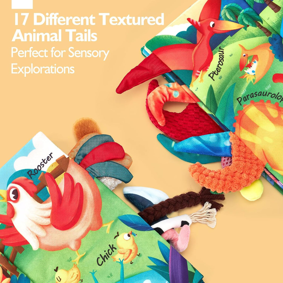 hahaland Baby Books 2PCS - Baby Toys 0-6 Months - Touch & Feel Tummy Time Sensory Soft Books for