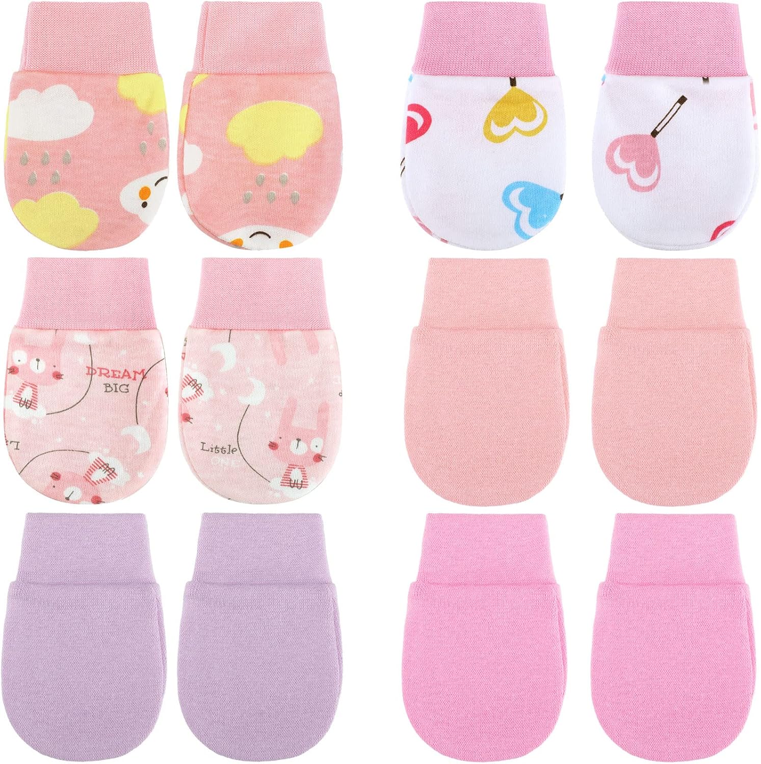 6 Pairs Newborn Baby Mittens No Scratch Gloves Infant Toddler Anti Scratch Essentials Unisex Cotton
