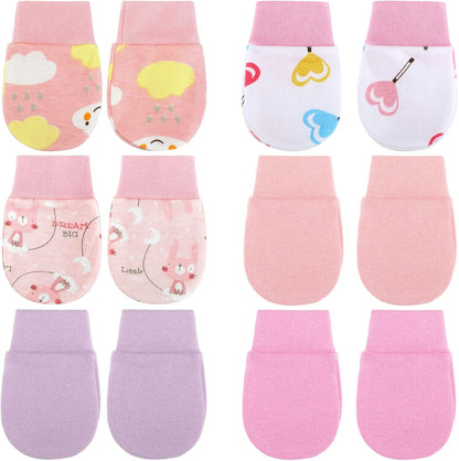 6 Pairs Newborn Baby Mittens No Scratch Gloves Infant Toddler Anti Scratch Essentials Unisex Cotton