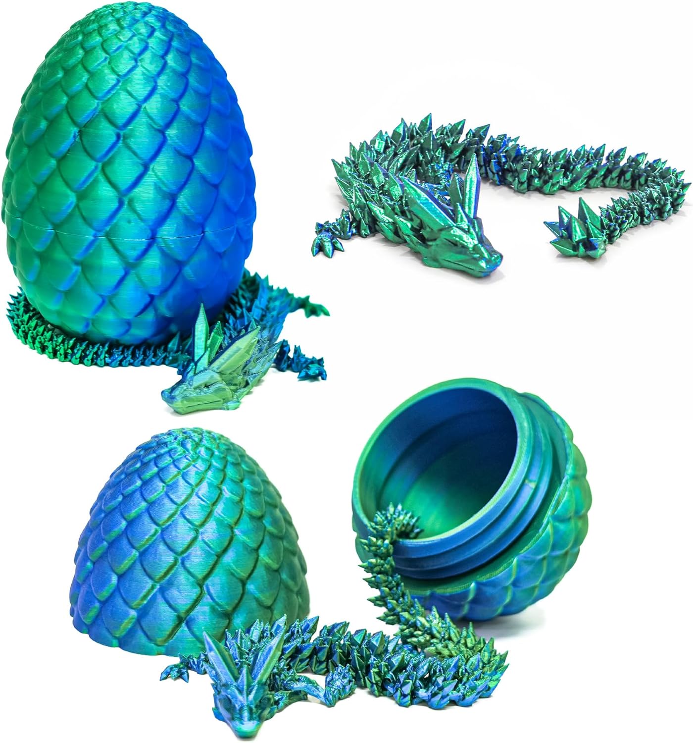 Dragon Egg - 3D Dragon Egg with Flexible Pearly Sheen Dragon Inside, 3D Printed Surprise Gift